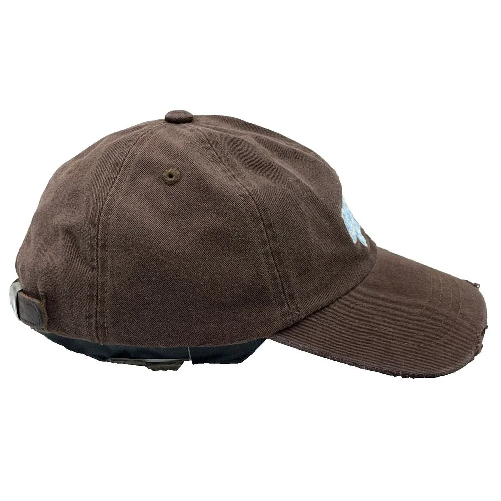 Vintage American‎ Eagle Hat Cap Leather Strap Back Script AEO Dad Baseball Y2K